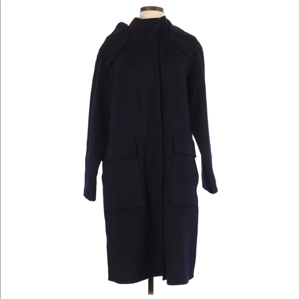 Theory Womens Wool Cashmere Duffle Coat Navy - Picture 2 of 10